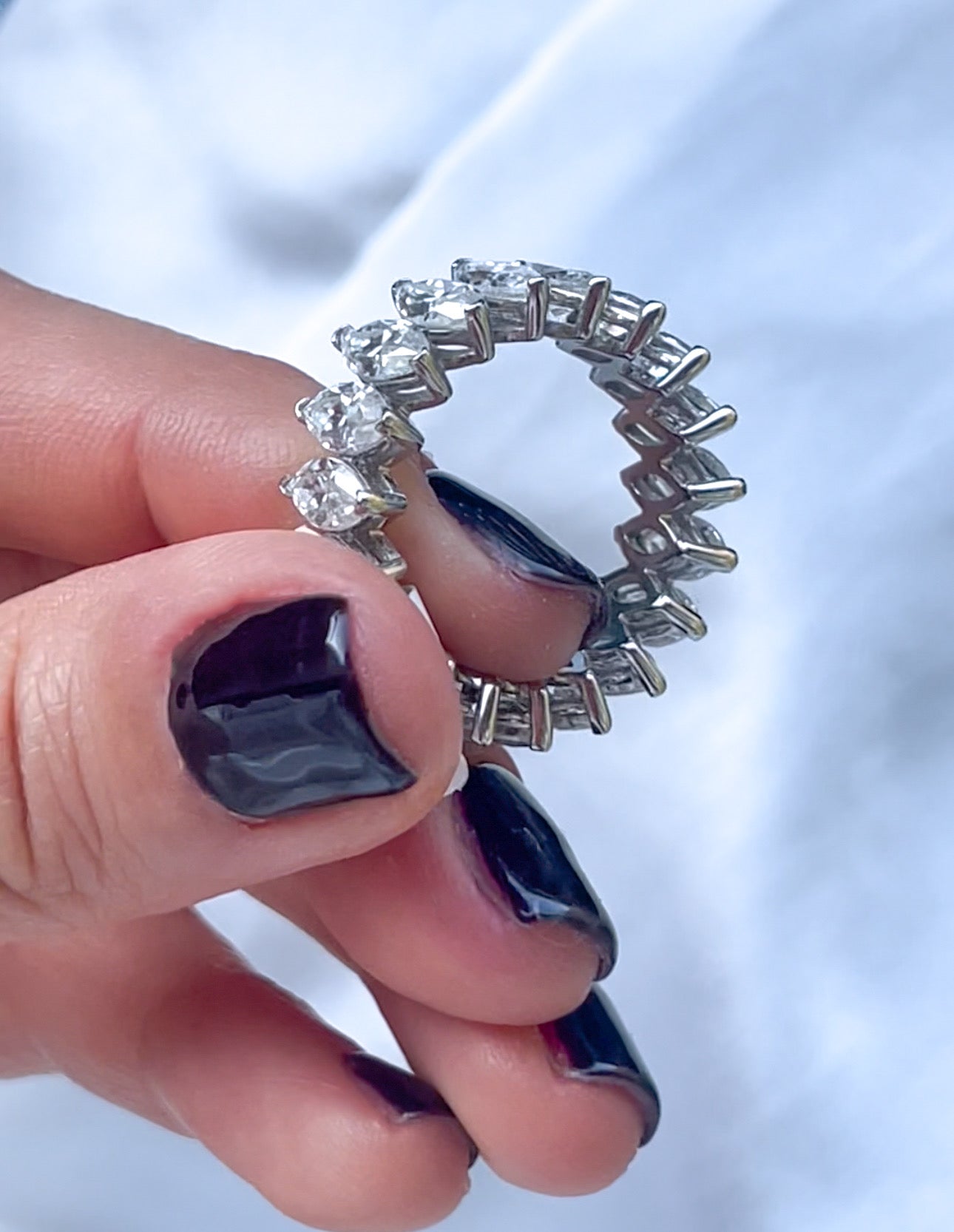 Marquise Cut Full Eternity Moissanite Wedding Band in 14k Solid Gold