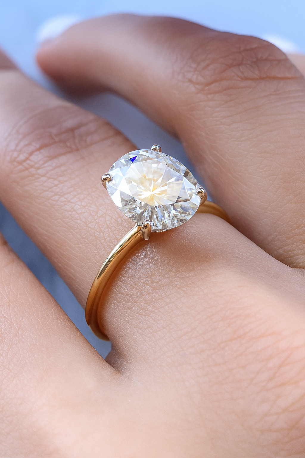 3.5Ct Oval cut Diamond Solitaire Engagement Ring in Solid Gold - Classic Engagement Ring