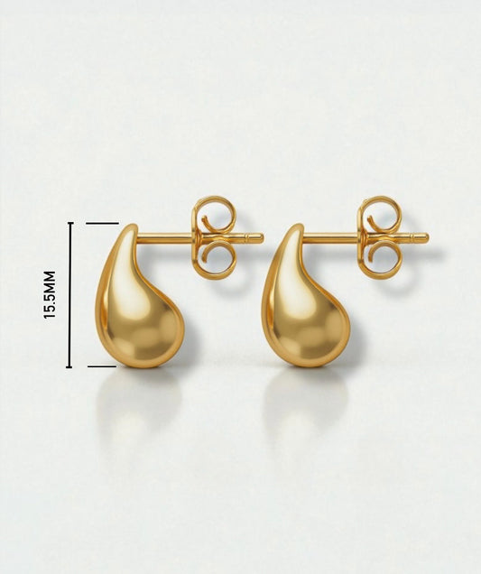 14k Gold Teardrop Earrings: Minimalist Modern Sculptural Studs