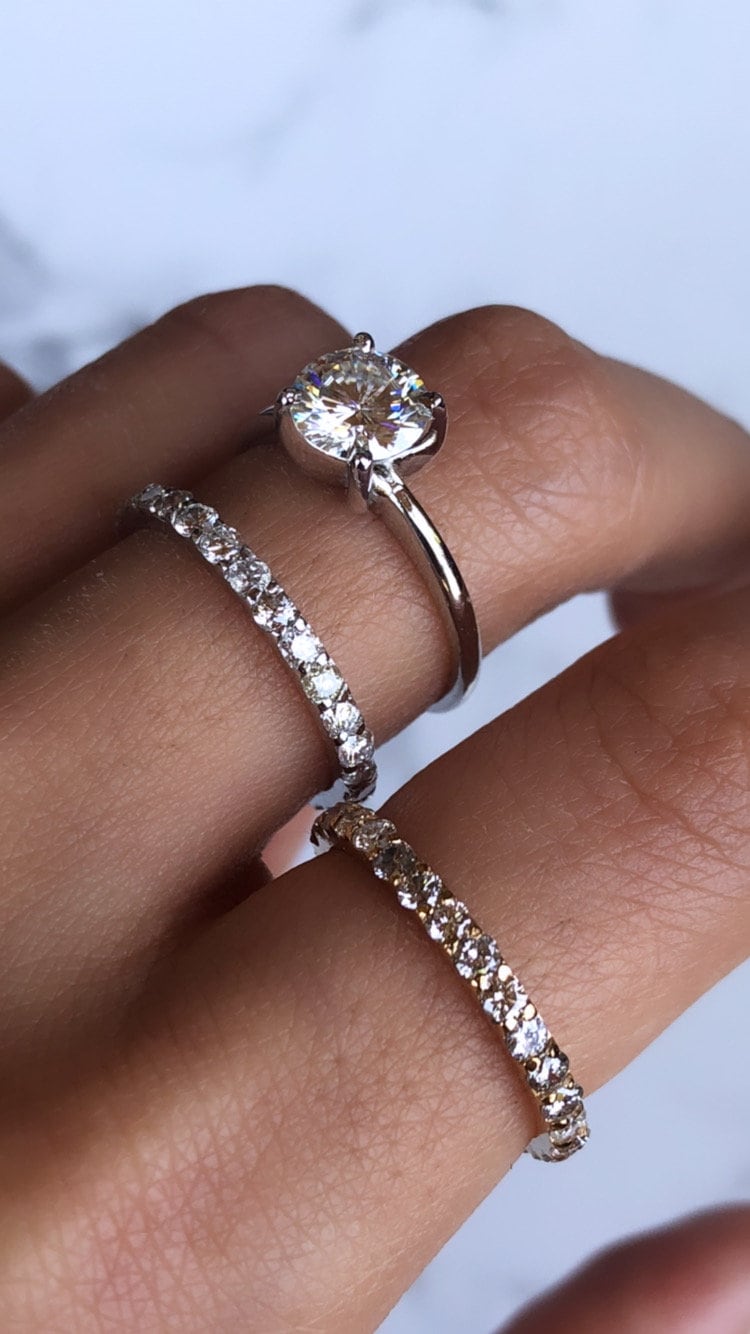 1 Ct Round Brilliant Cut Solitaire Engagement Ring in 4 Prongs Setting Solid Gold