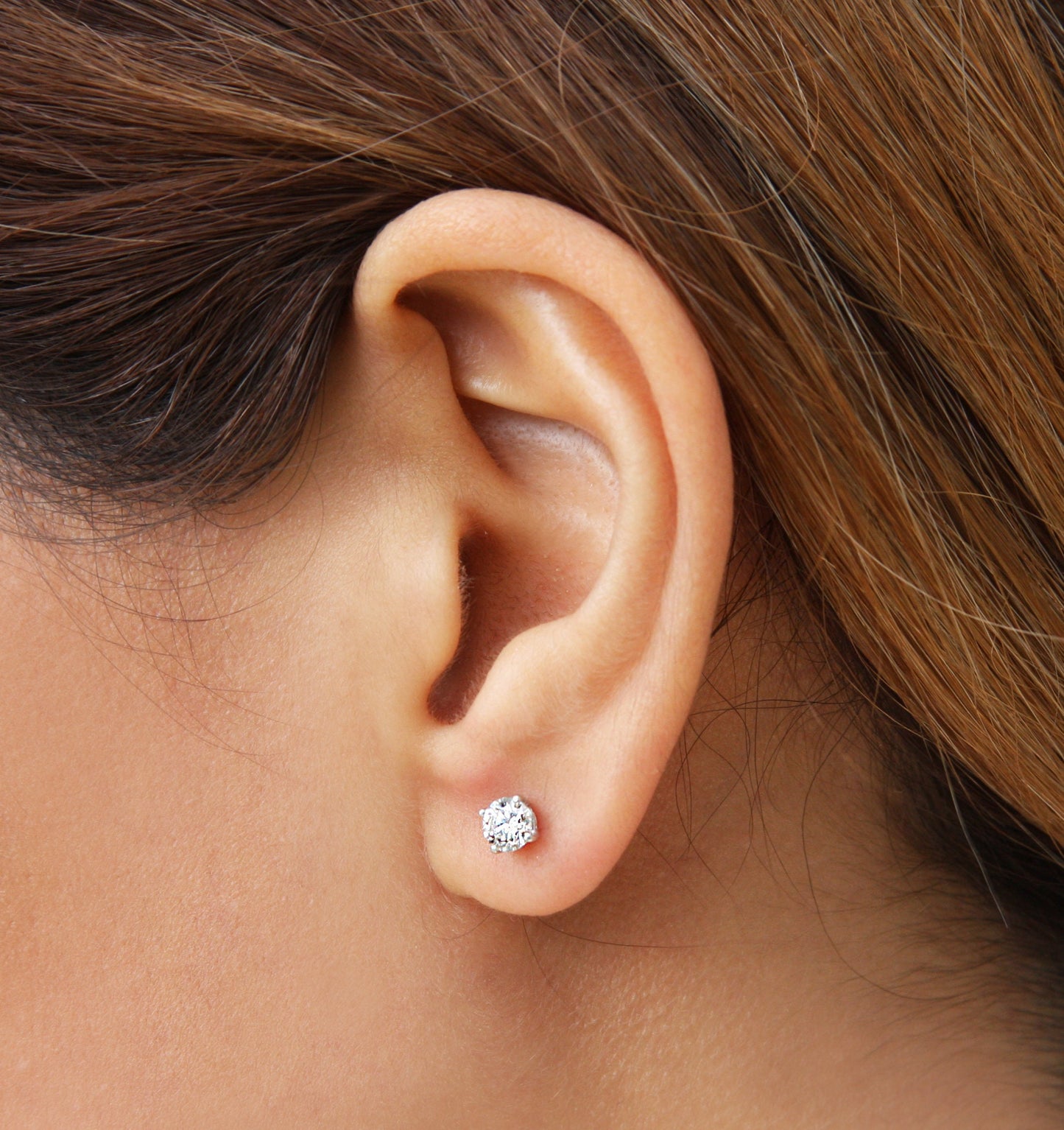 14k Gold Natural Round Diamond Solitaire Stud Earrings with Push Back