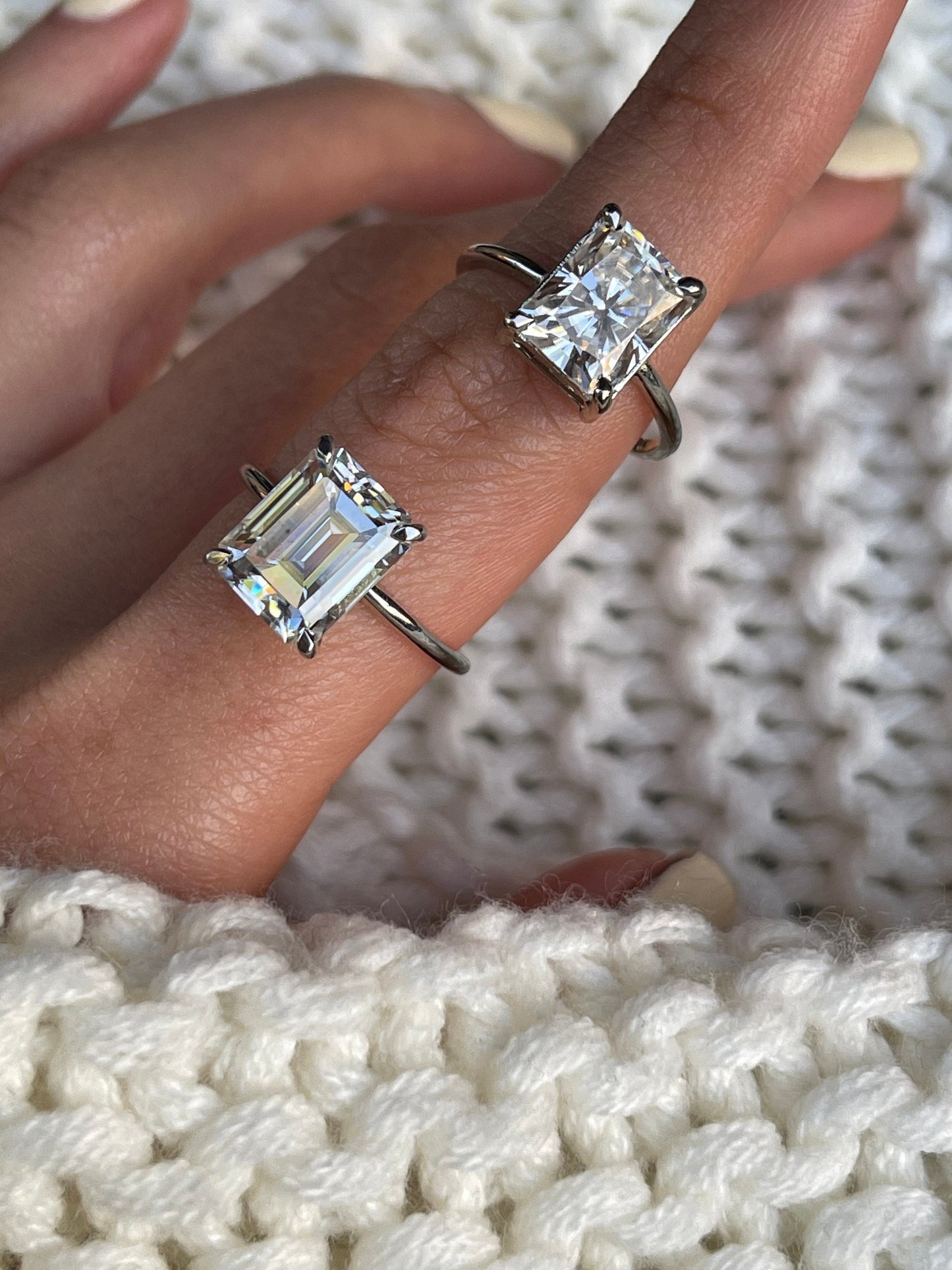 3.5Ct Radiant Cut Diamond Solitaire Engagement Ring in 14k Solid Gold