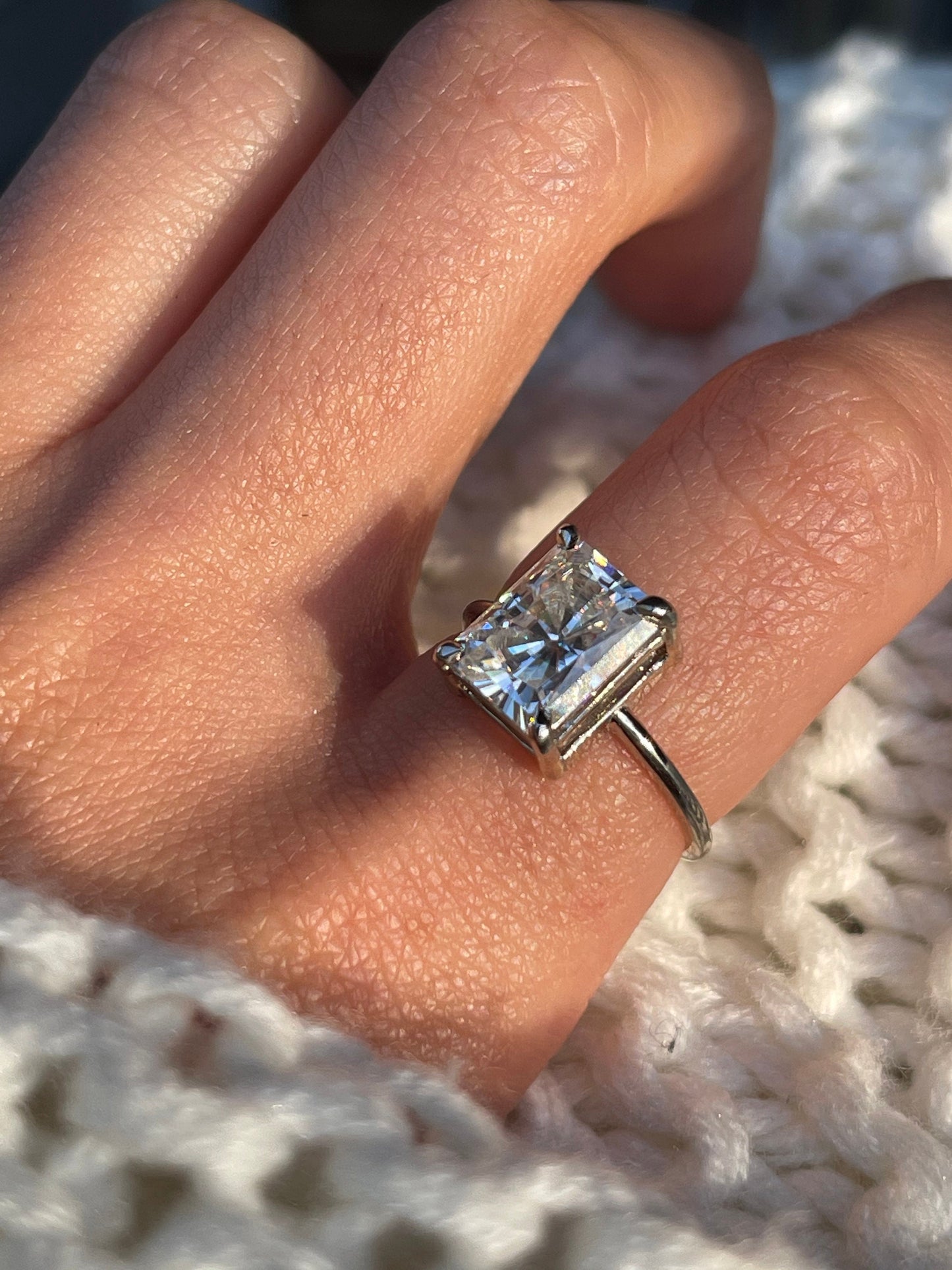 3.5Ct Radiant Cut Diamond Solitaire Engagement Ring in 14k Solid Gold