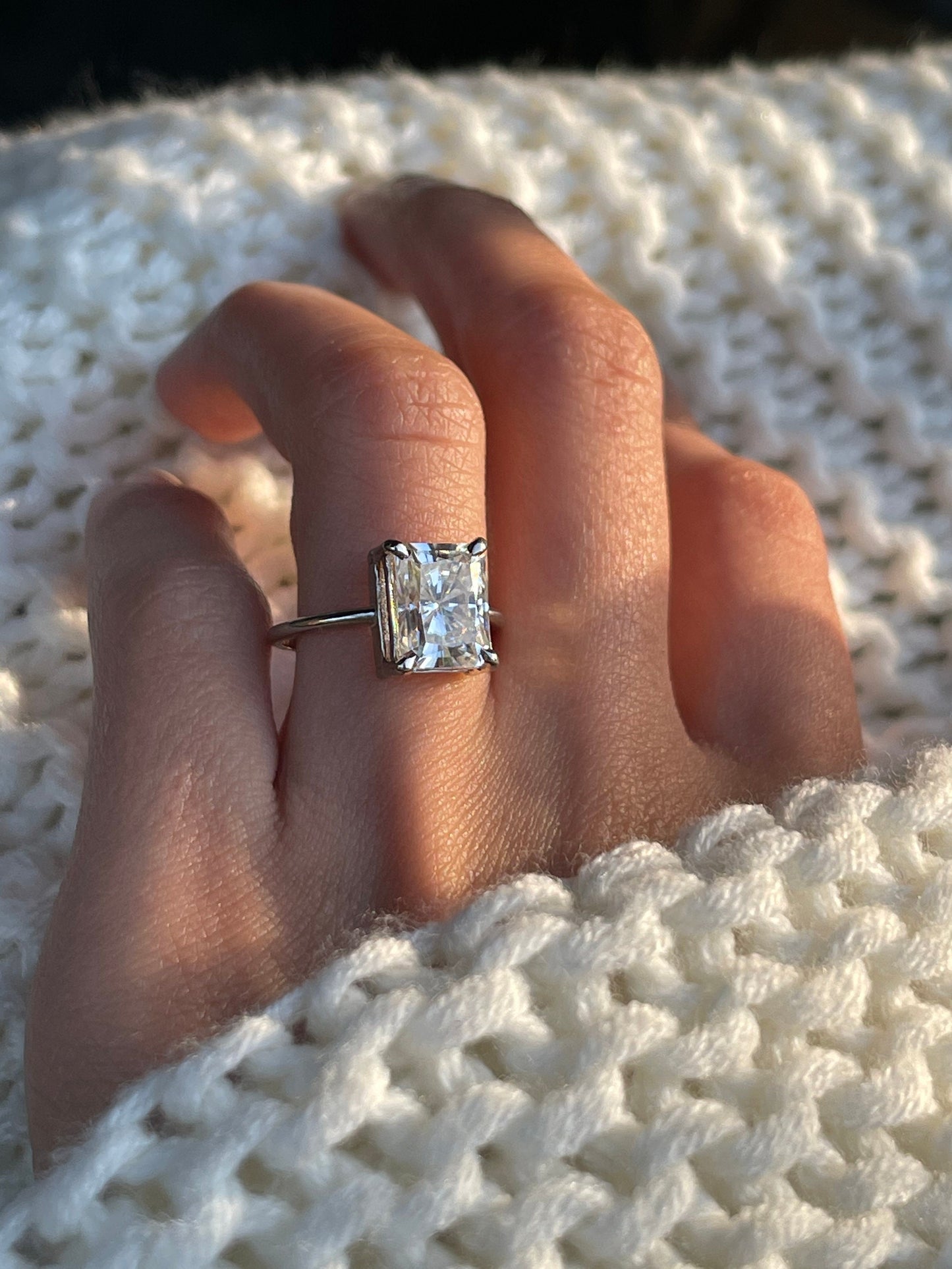 3.5Ct Radiant Cut Diamond Solitaire Engagement Ring in 14k Solid Gold