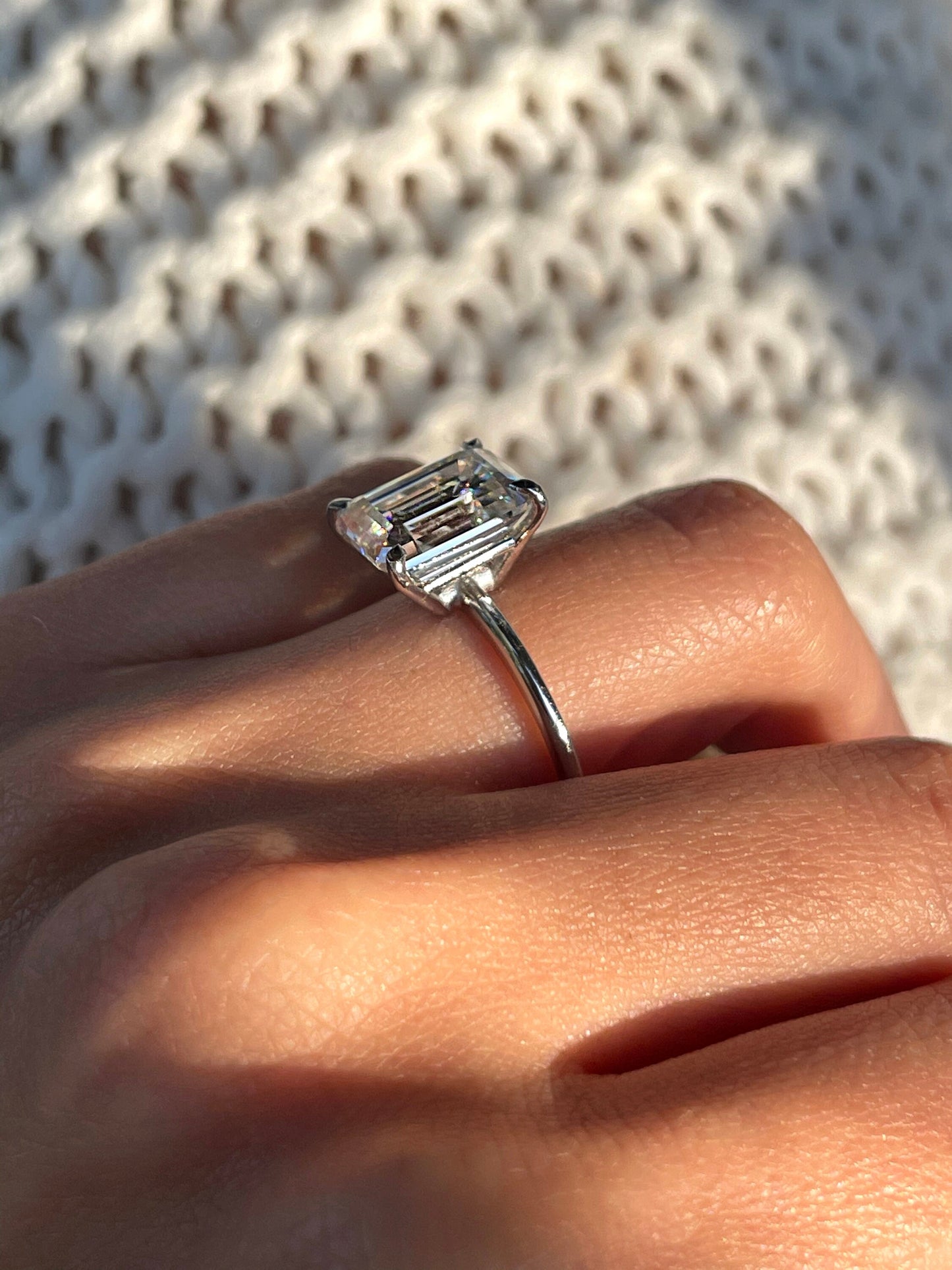 3.5Ct Emerald-Cut Diamond Engagement Ring in Solid Gold