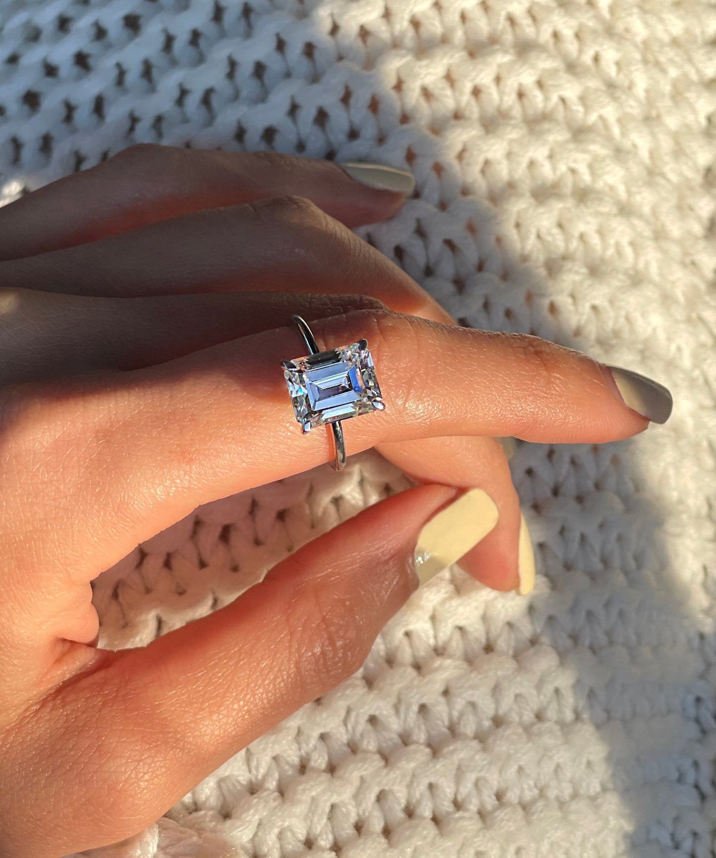 3.5Ct Emerald-Cut Diamond Engagement Ring in Solid Gold