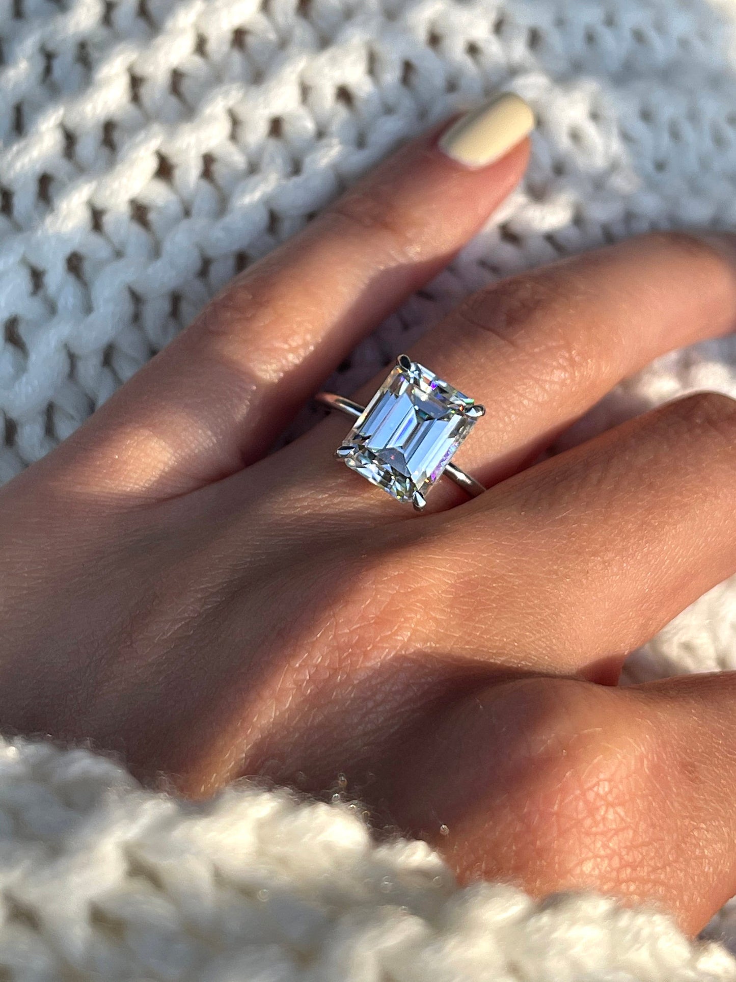 3.5Ct Emerald-Cut Diamond Engagement Ring in Solid Gold