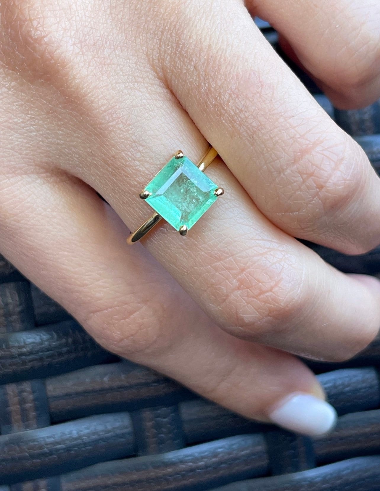 2Ct Natural Colombian Emerald Cut Emerald Solitaire Ring in Solid 14k Gold