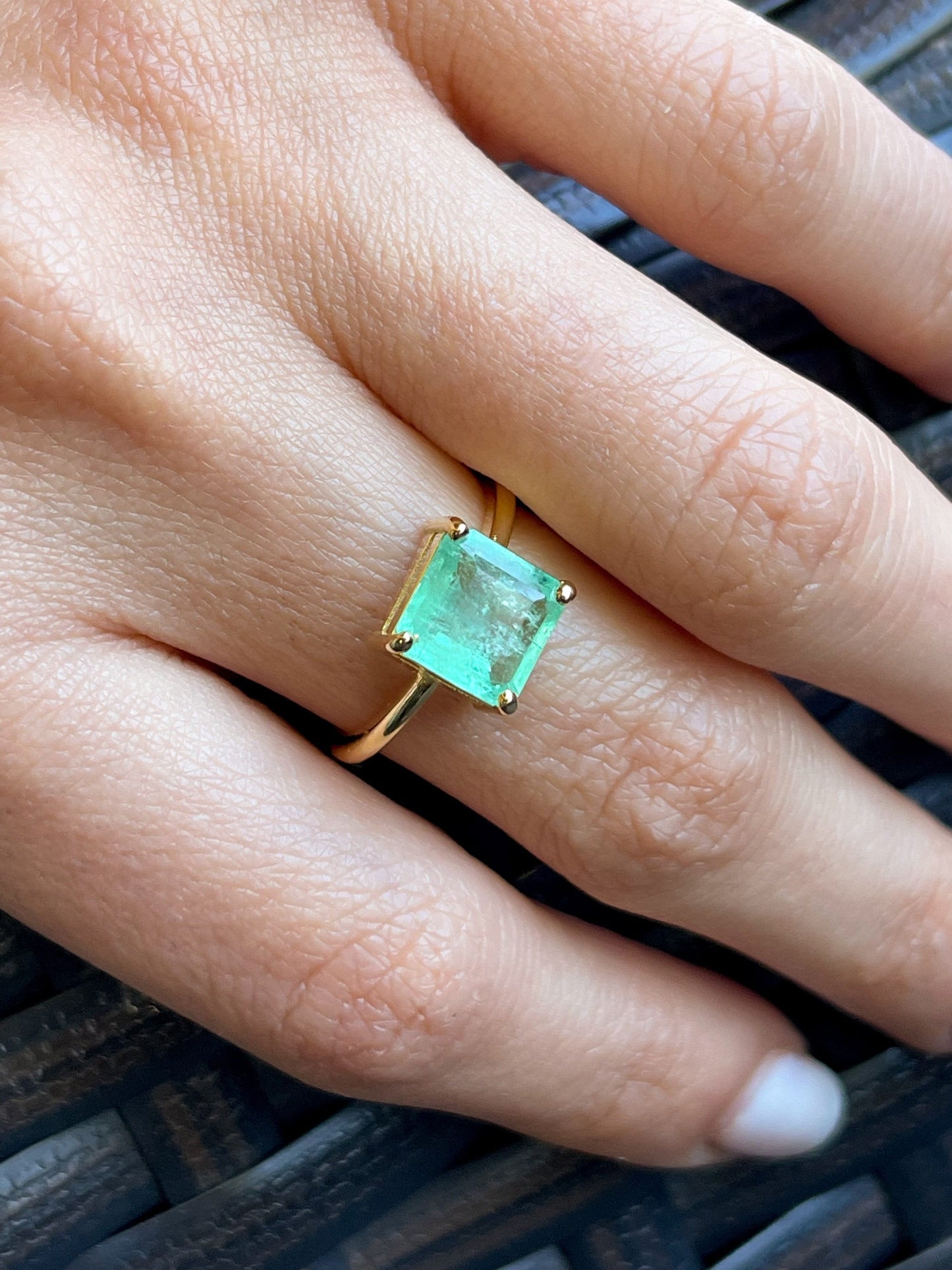 2Ct Natural Colombian Emerald Cut Emerald Solitaire Ring in Solid 14k Gold