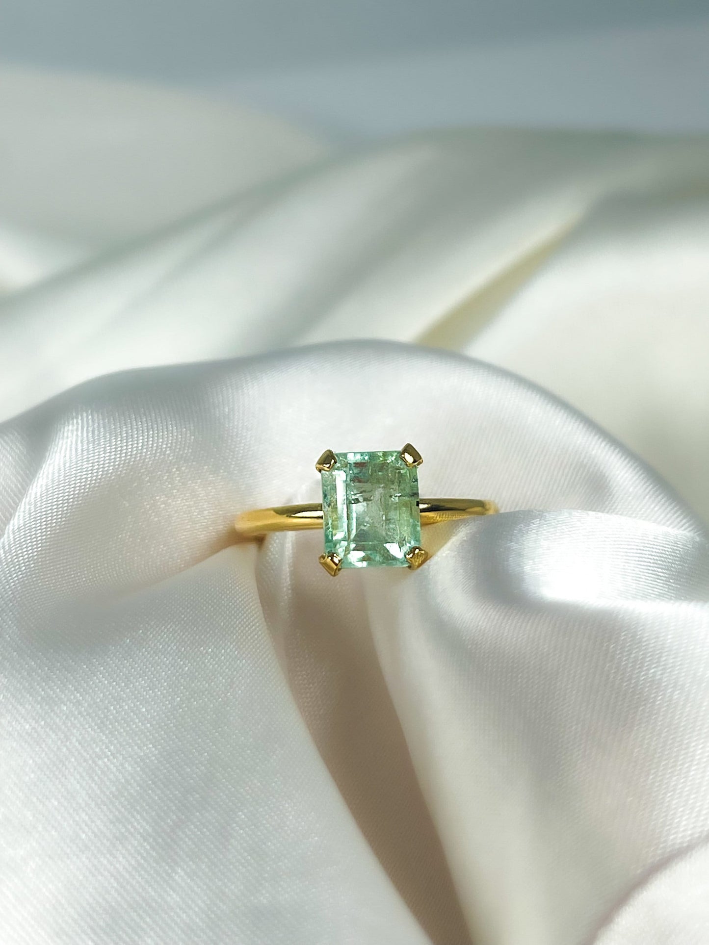 2Ct Natural Colombian Green Beryl Ring Solid 14k Gold