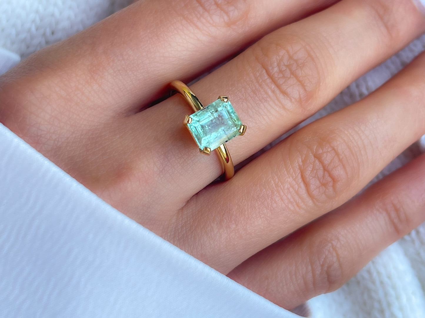 2Ct Natural Colombian Green Beryl Ring Solid 14k Gold