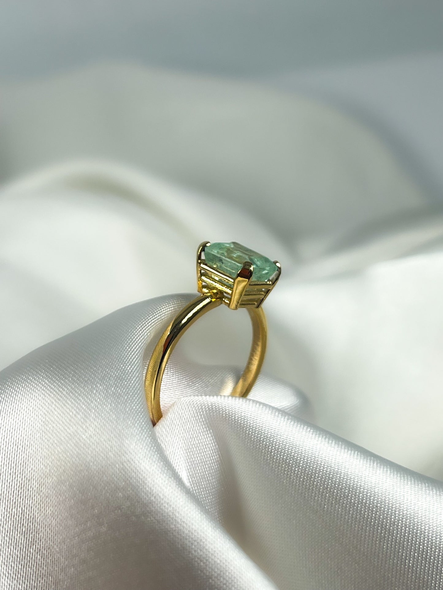 2Ct Natural Colombian Green Beryl Ring Solid 14k Gold