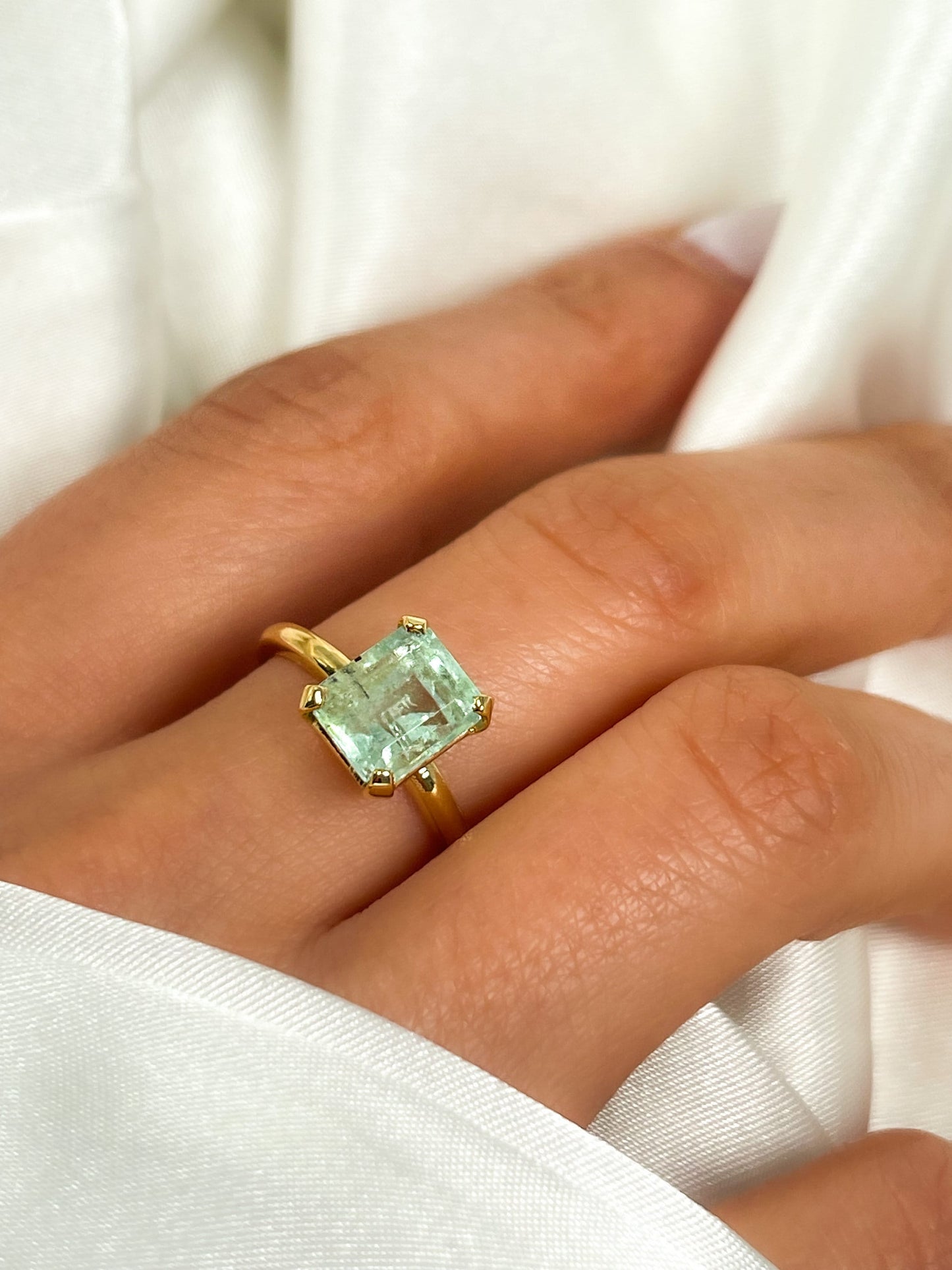 2Ct Natural Colombian Green Beryl Ring Solid 14k Gold