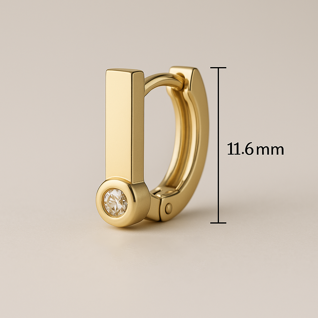 14K Gold Champagne Diamond Huggie Hoop Earrings