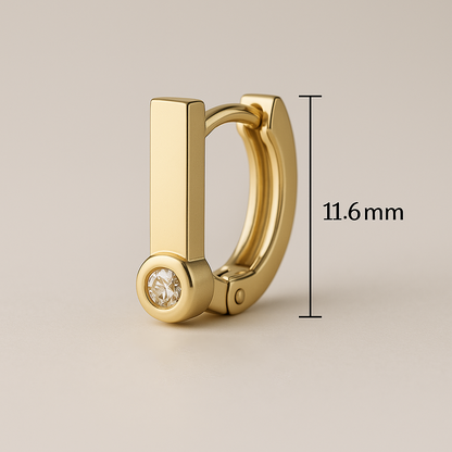 14K Gold Champagne Diamond Huggie Hoop Earrings