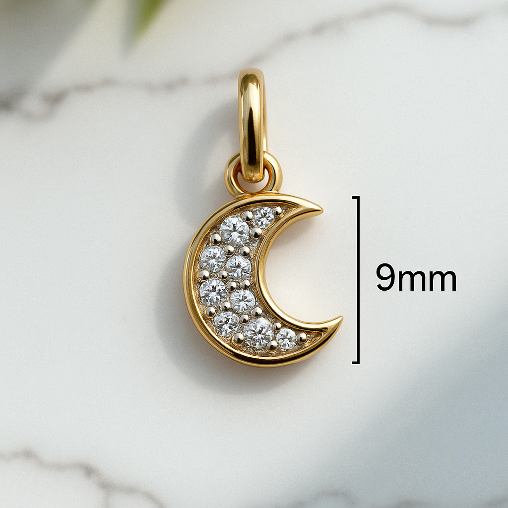 14k Gold Diamond Moon Pendant - Celestial Charm