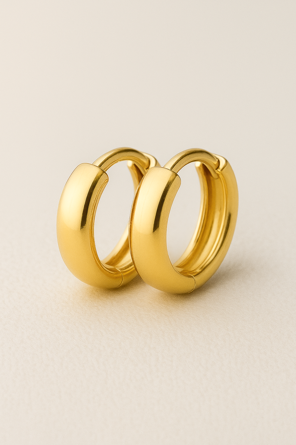 14k Solid Gold Huggie Hoop Earrings: Chunky Minimalist Hoops