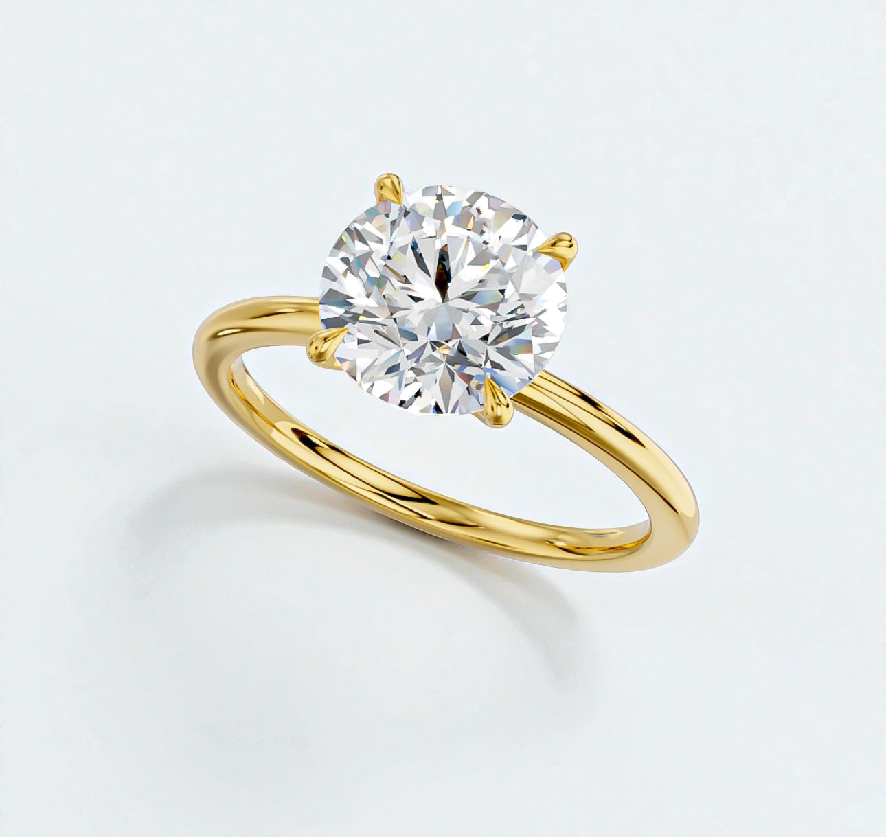 1.5Ct Round Cut Diamond Solitaire Engagement Ring in 14k Gold- Classic Engagement Ring