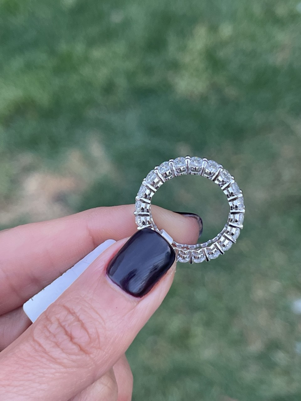 Oval Cut Full Eternity Moissanite Wedding Band in 14k Solid Gold