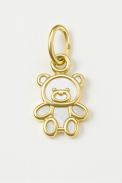 14k Solid Gold Mother of Pearl Charm Pendant | Heart & Animal Designs