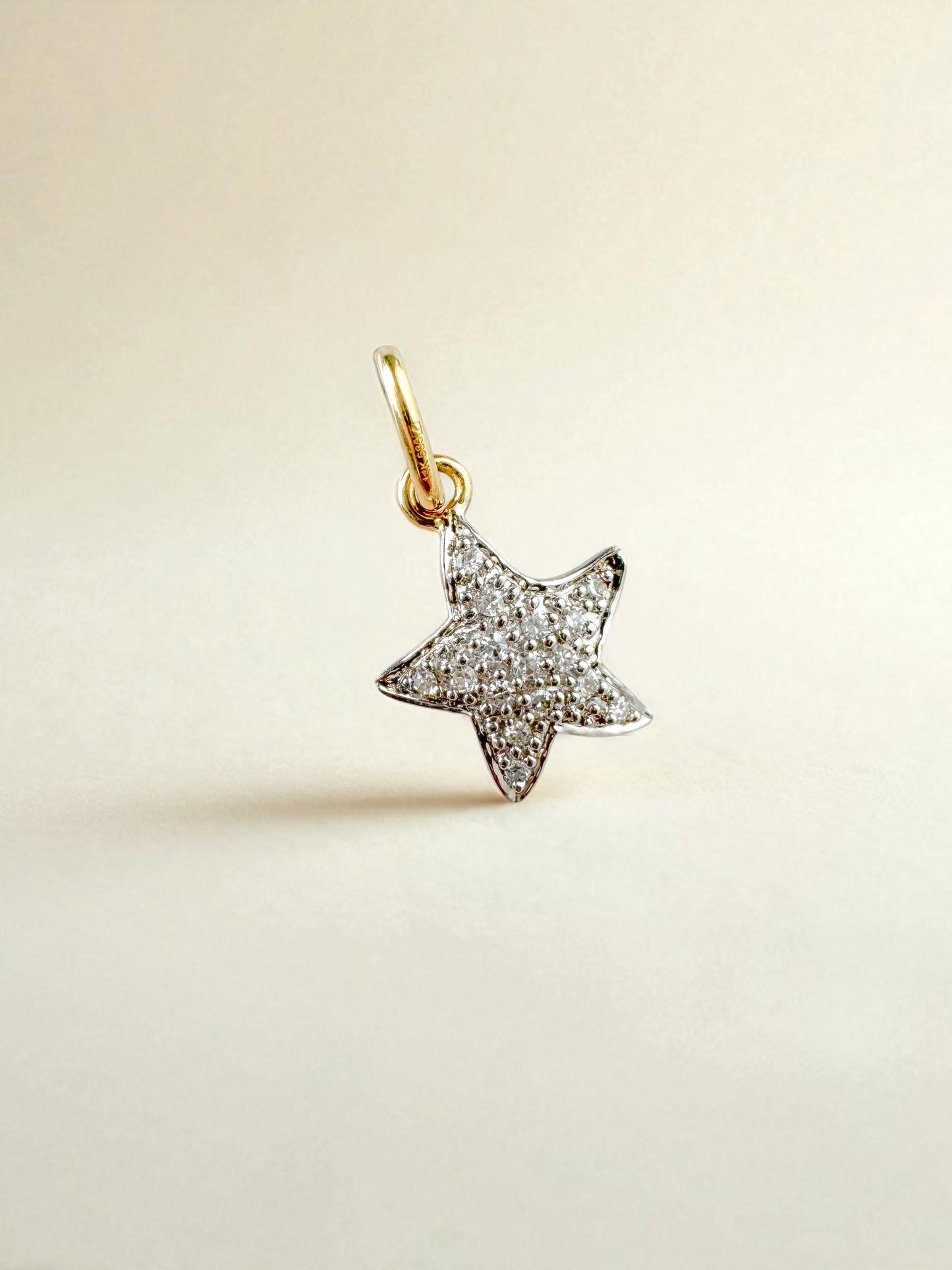 14k Solid Gold Diamond Star Pendant - Dainty Celestial Charm Necklace