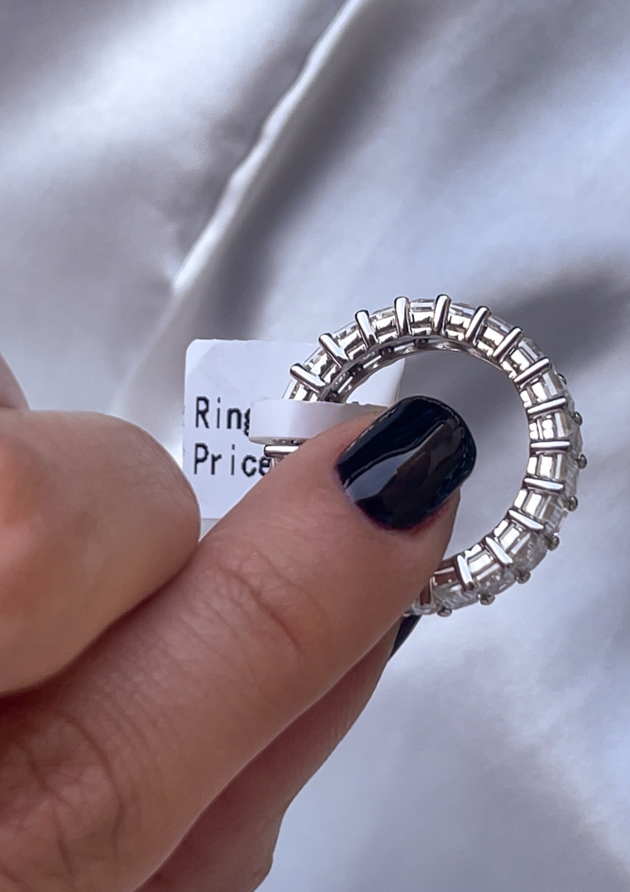 Emerald Cut Full Eternity Moissanite Wedding Band in 14k Solid Gold