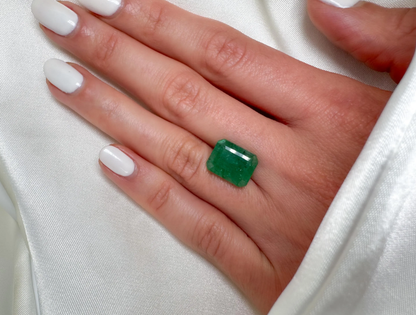 Natural Emerald Bezel Setting Solitaire Ring in 14k Solid Gold
