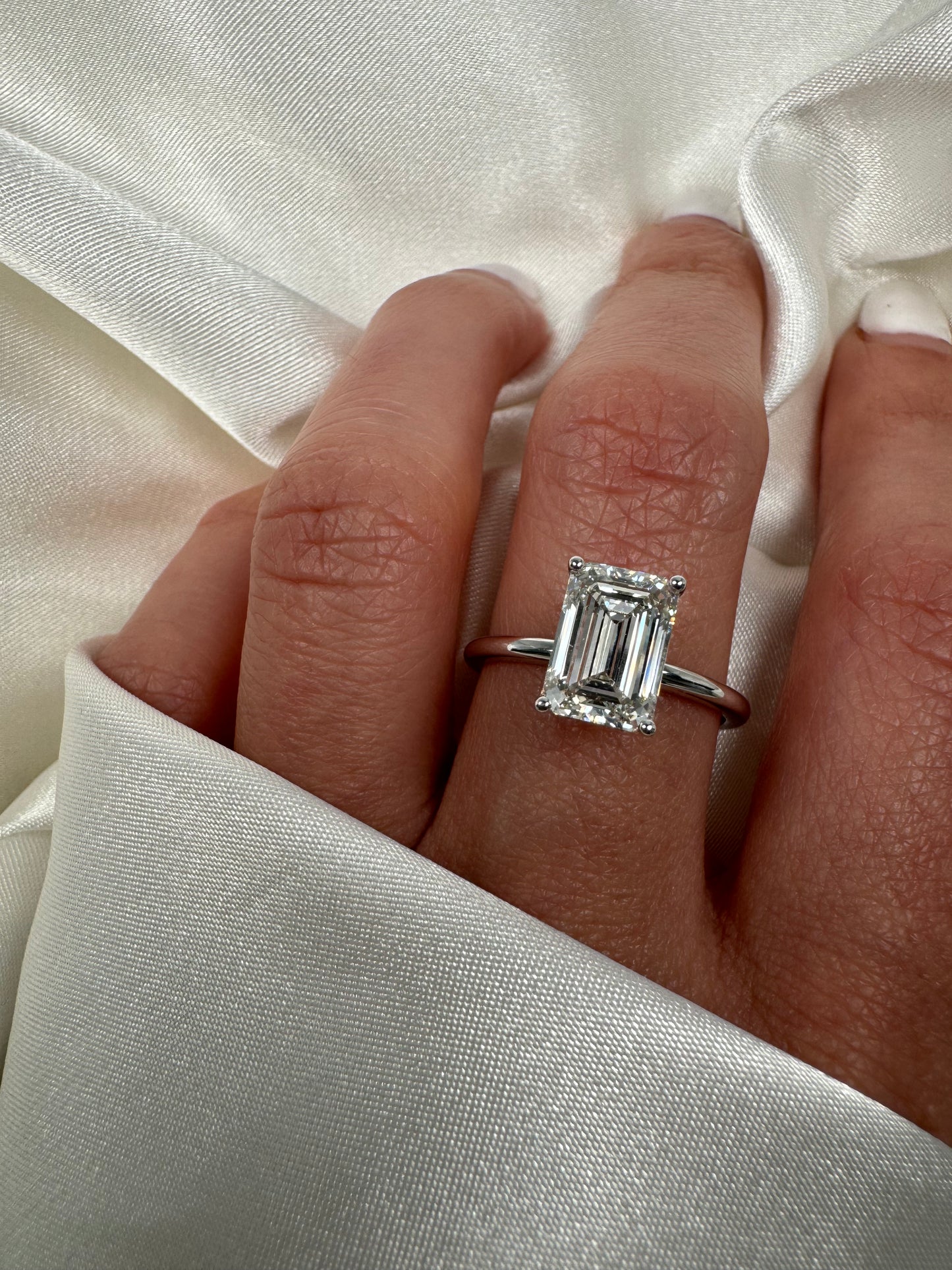 2Ct Emerald Cut Diamond Hidden Halo Engagement Ring in 14k Solid Gold