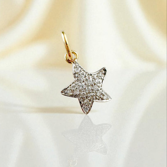 14k Solid Gold Diamond Star Pendant - Dainty Celestial Charm Necklace