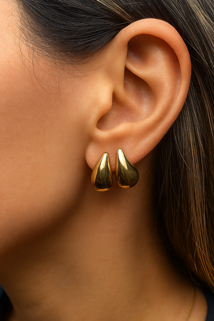 14k Gold Teardrop Earrings: Minimalist Modern Sculptural Studs