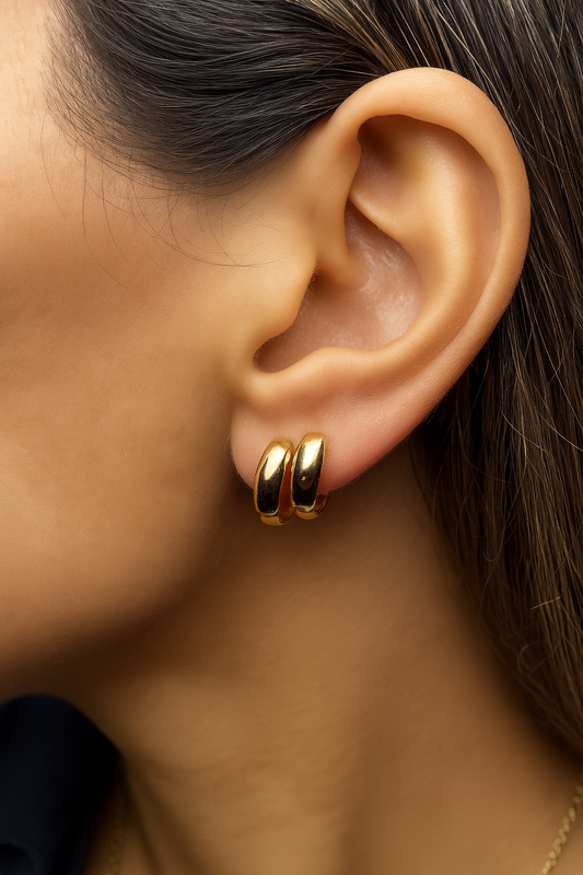 14k Solid Gold Huggie Hoop Earrings: Chunky Minimalist Hoops