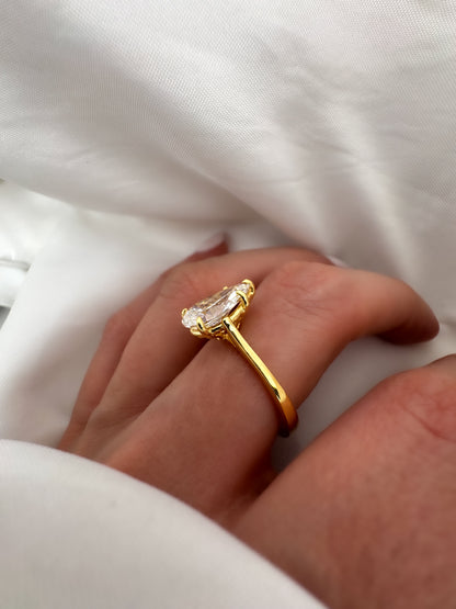 Pear Shape Lab Diamond Engagement Ring in 14K Solid Gold