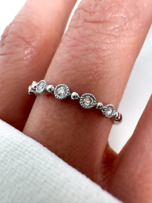 14k Solid Gold Natural Diamond Bezel Eternity Band