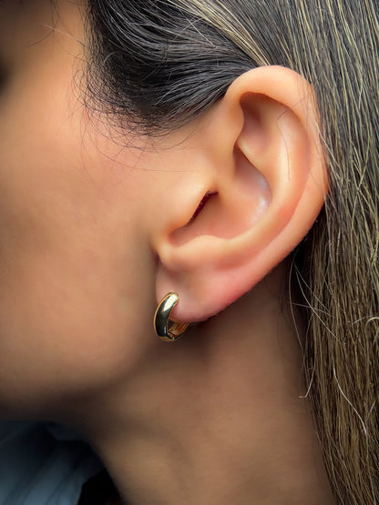 14k Solid Gold Huggie Hoop Earrings: Chunky Minimalist Hoops