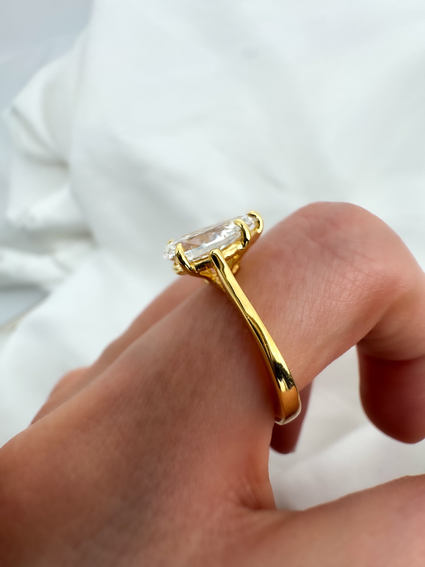 Pear Shape Lab Diamond Engagement Ring in 14K Solid Gold