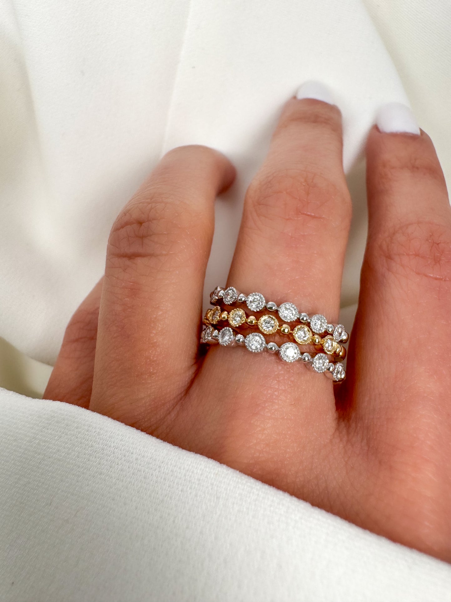 14k Solid Gold Natural Diamond Bezel Eternity Band