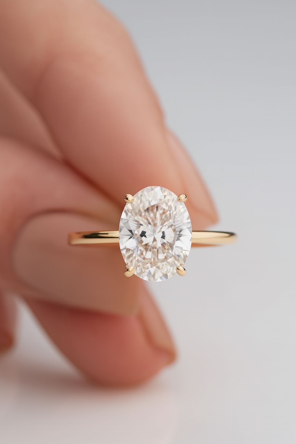 2Ct Oval Cut Diamond Solitaire Engagement Ring in 14k Solid Gold