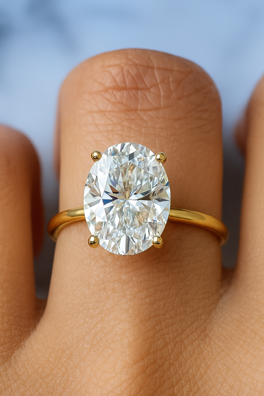 3.5Ct Oval cut Diamond Solitaire Engagement Ring in Solid Gold - Classic Engagement Ring