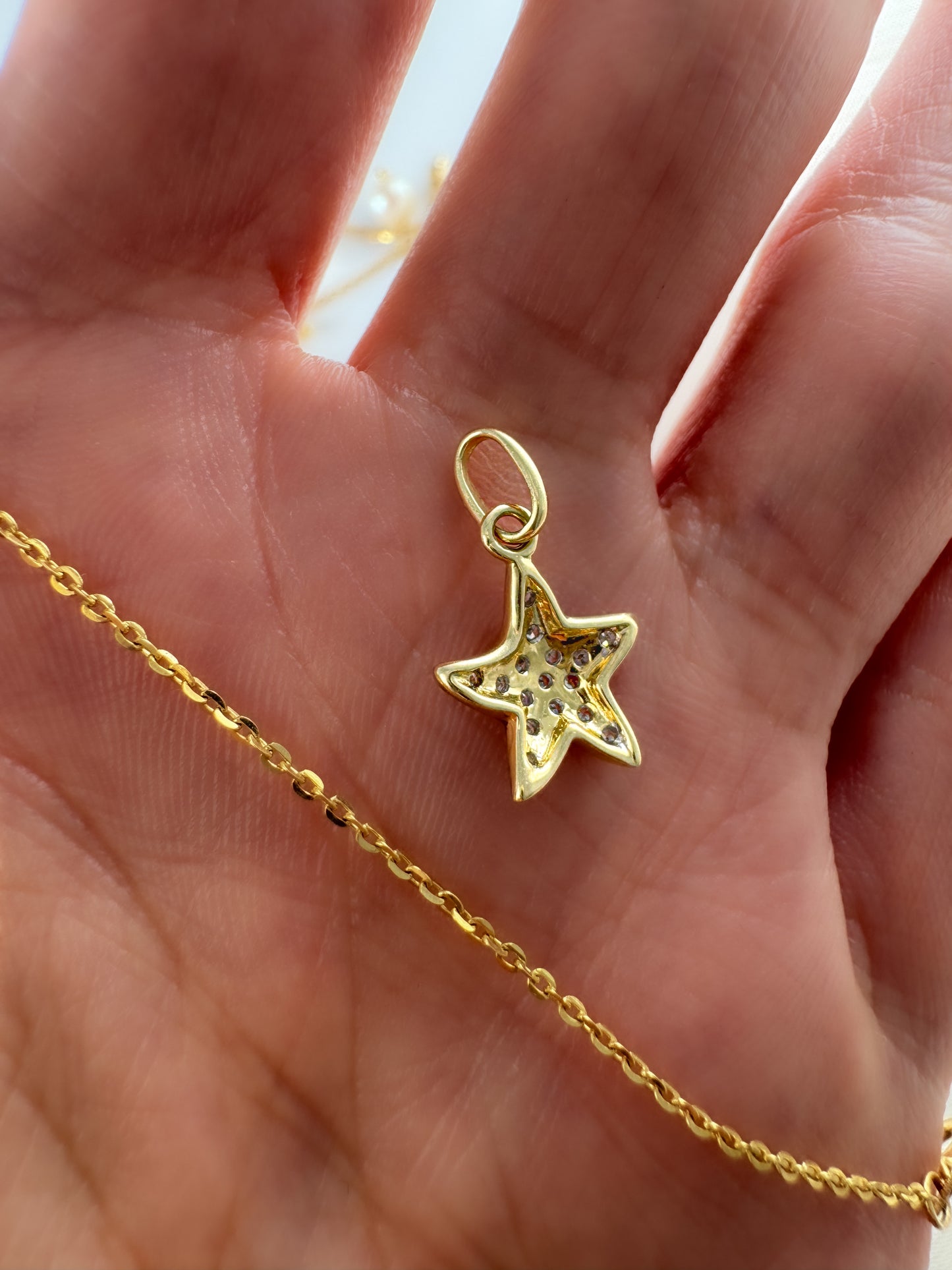 14k Solid Gold Diamond Star Pendant - Dainty Celestial Charm Necklace