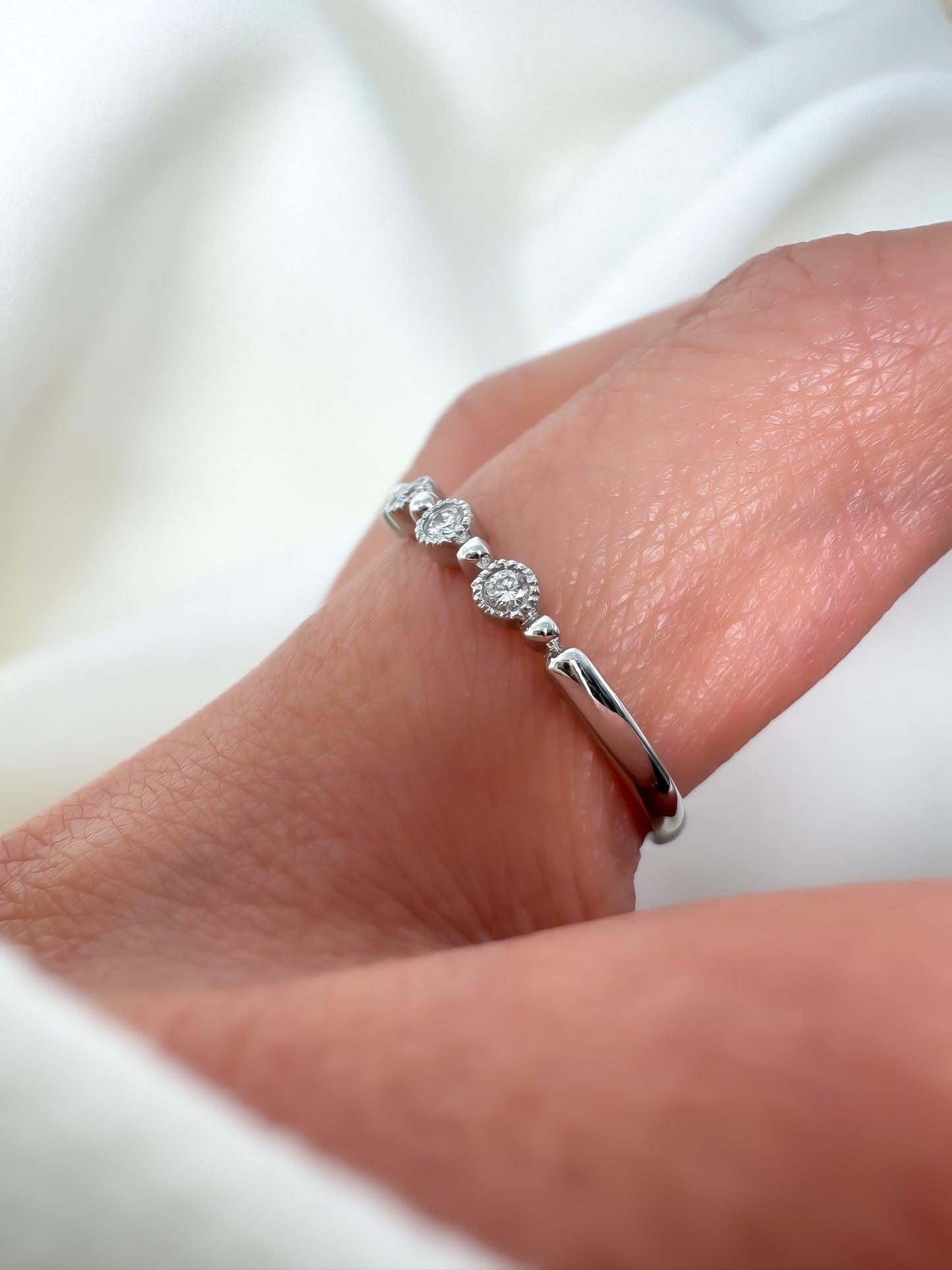 14k Solid Gold Natural Diamond Bezel Eternity Band