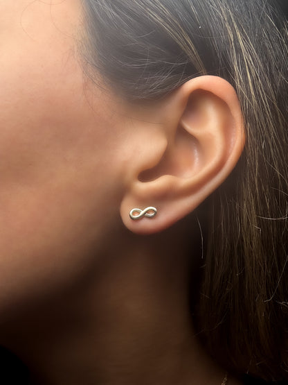 14k Solid Gold Infinity Stud Earrings: Minimalist Symbol of Eternal Love