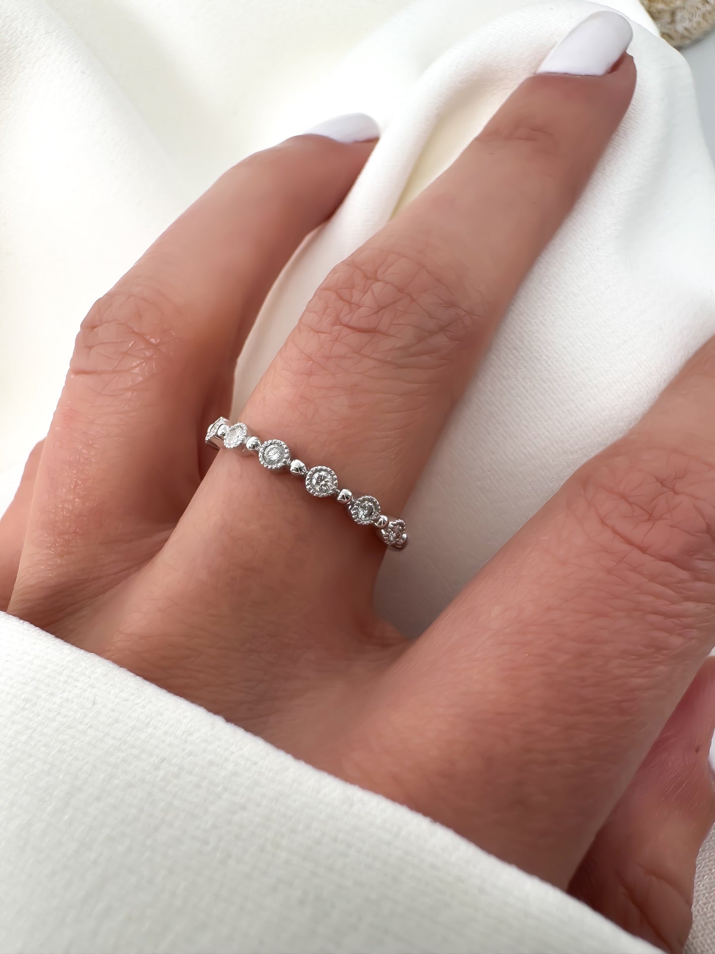 14k Solid Gold Natural Diamond Bezel Eternity Band