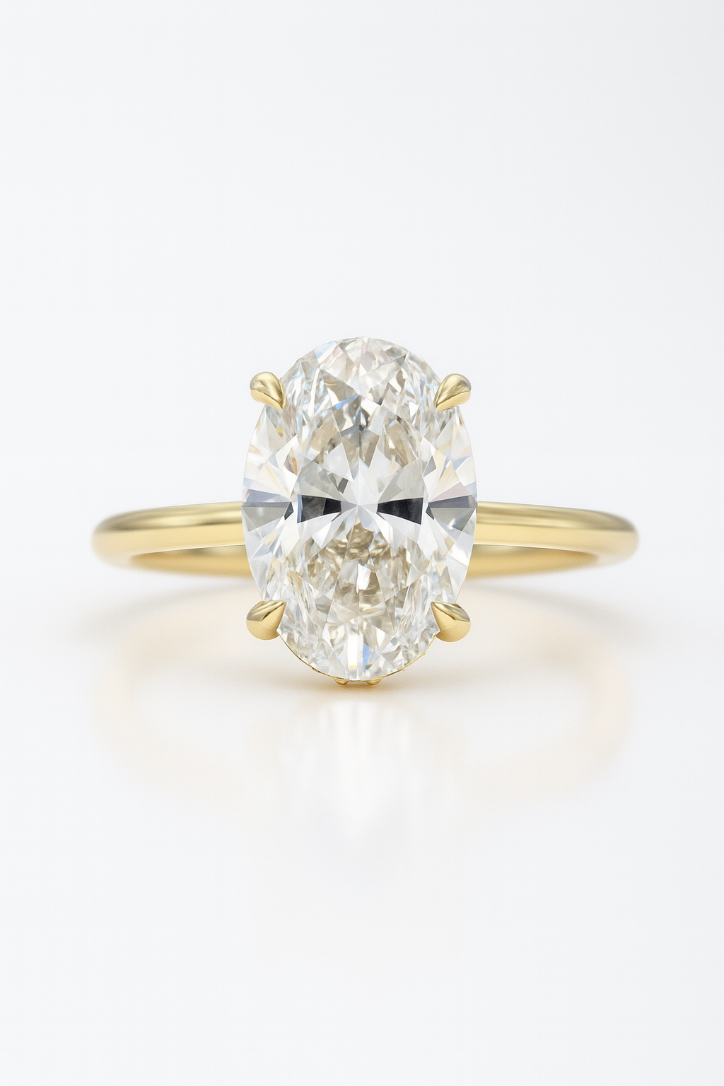 3Ct Oval cut Diamond Solitaire Engagement Ring in 14k Solid Gold