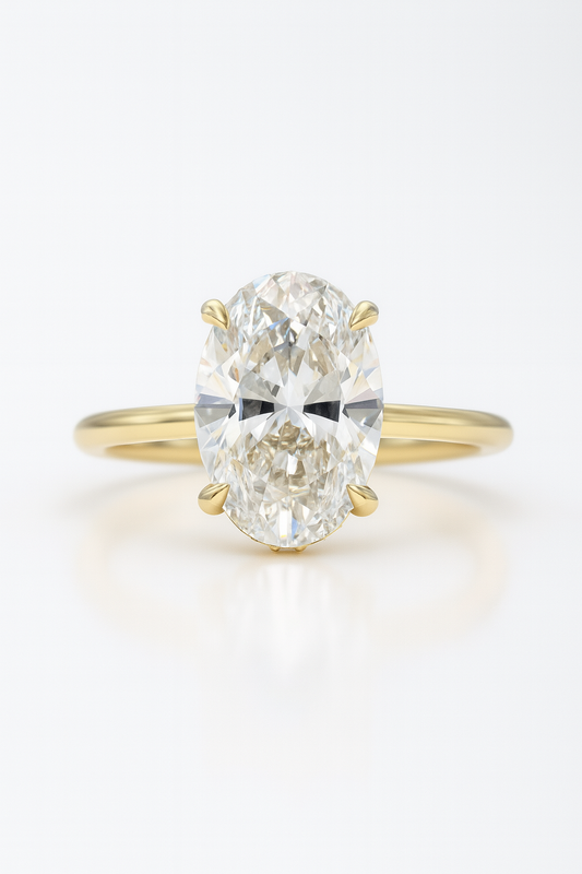 3Ct Oval cut Diamond Solitaire Engagement Ring in 14k Solid Gold