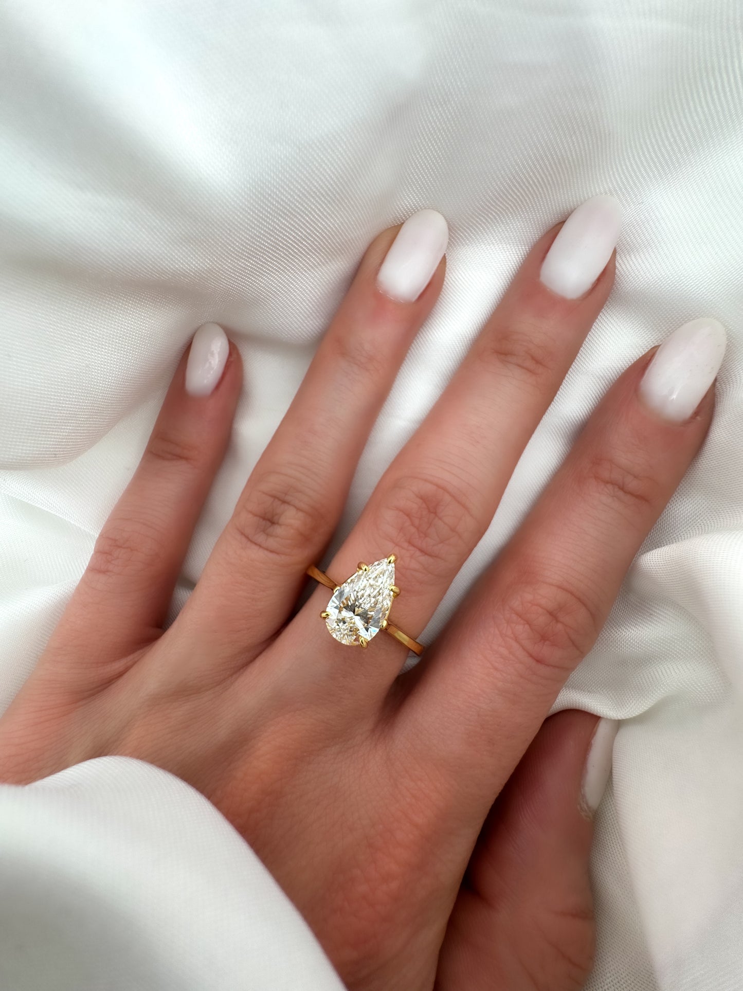 Pear Shape Lab Diamond Engagement Ring in 14K Solid Gold