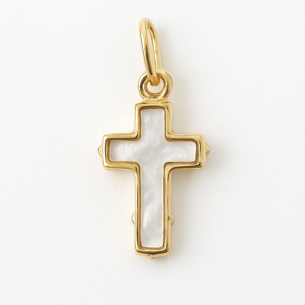 14k Solid Gold Mother of Pearl Charm Pendant | Heart & Animal Designs