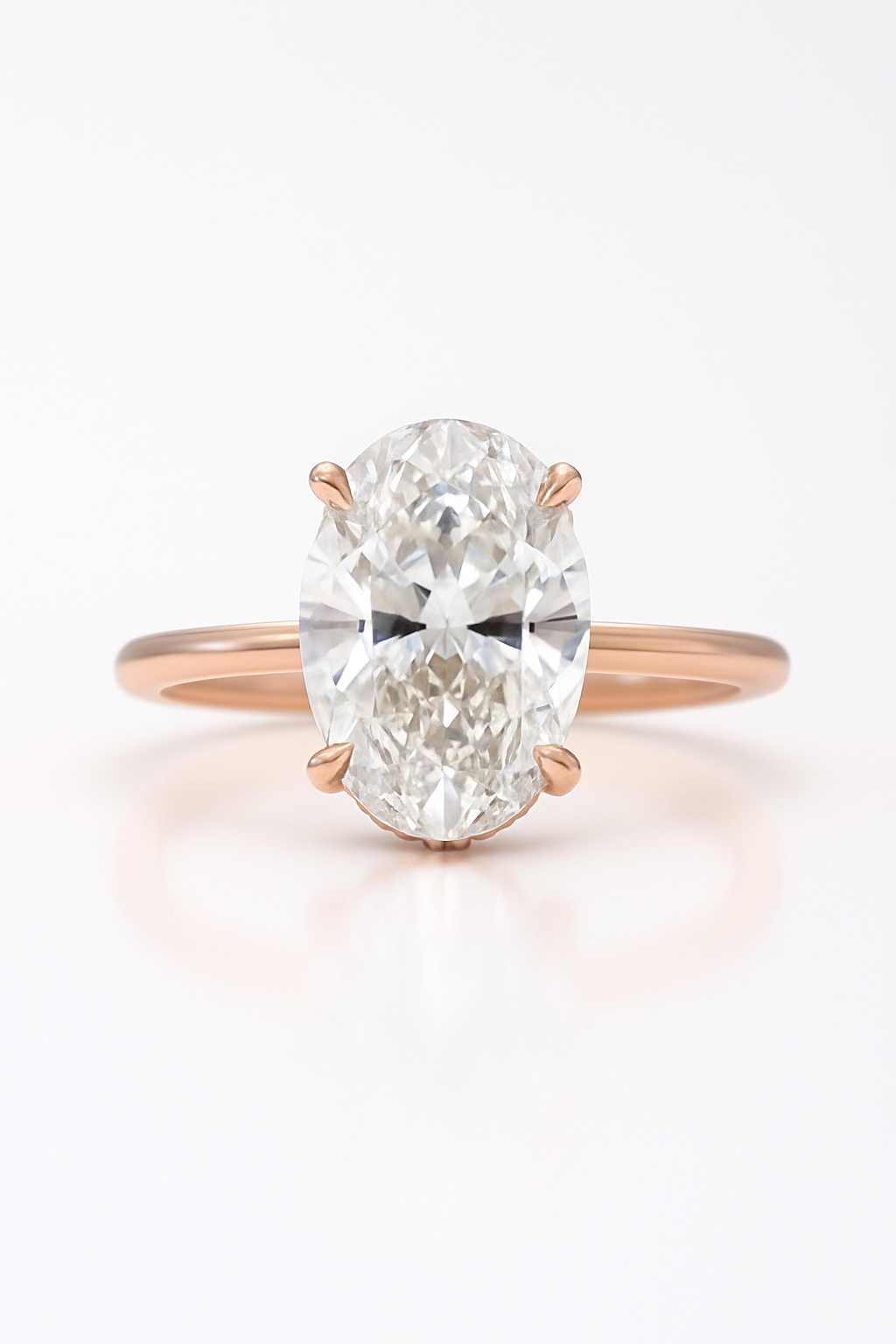 3Ct Oval cut Diamond Solitaire Engagement Ring in 14k Solid Gold