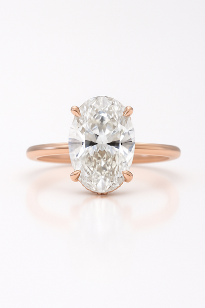 3Ct Oval cut Diamond Solitaire Engagement Ring in 14k Solid Gold