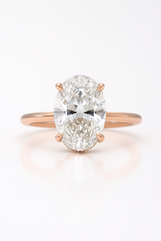 3Ct Oval cut Diamond Solitaire Engagement Ring in 14k Solid Gold