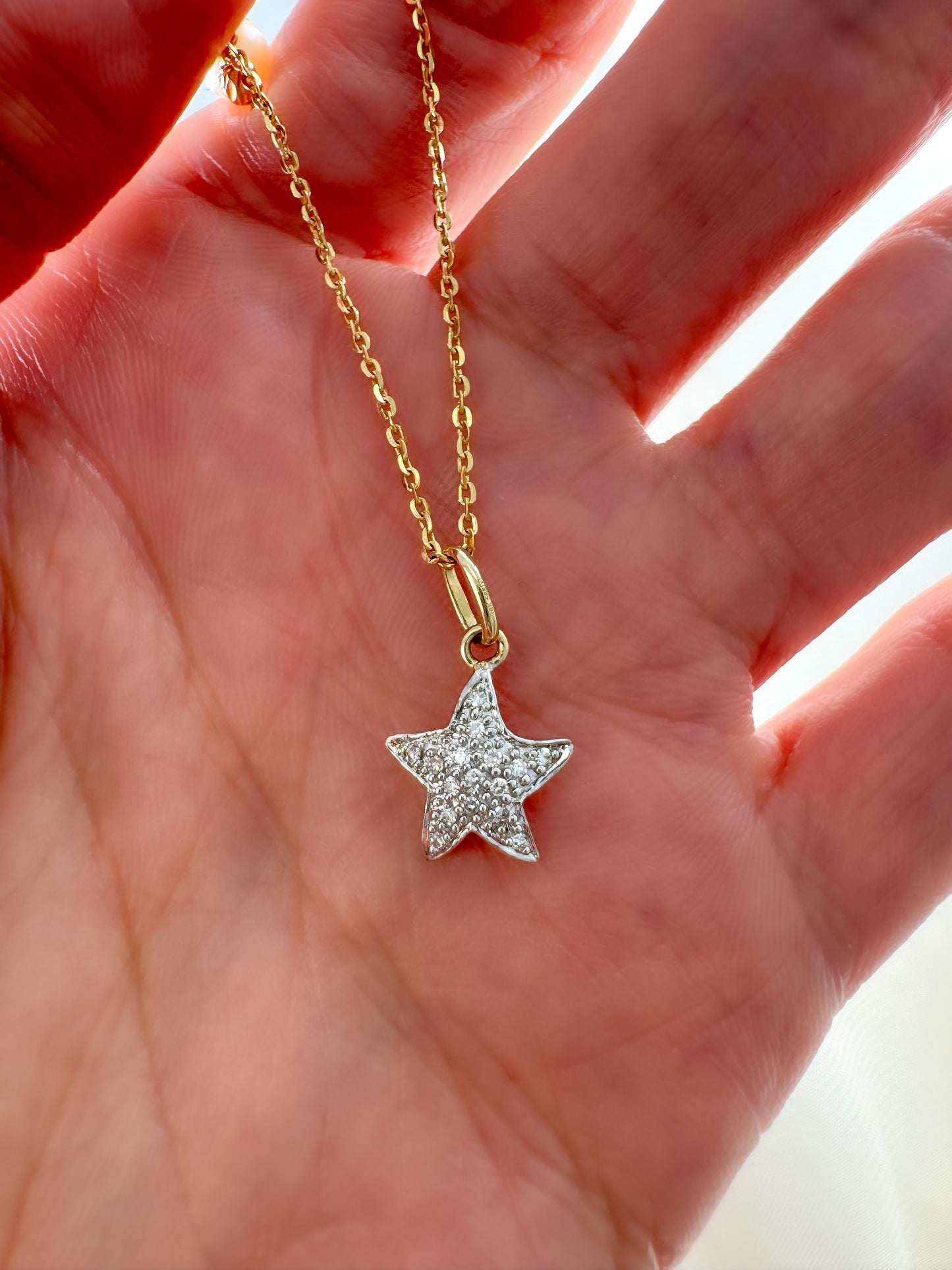 14k Solid Gold Diamond Star Pendant - Dainty Celestial Charm Necklace